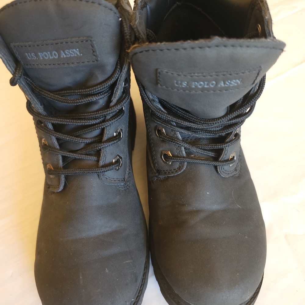 US Polo Assn Owen Kids Ankle Boots Brown Faux Leather Size 4M